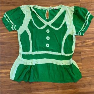 Anthropologie trompe l’oeil green sweater top sz m